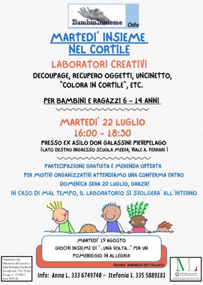 Laboratori creativi - Martedì insieme nel cortile