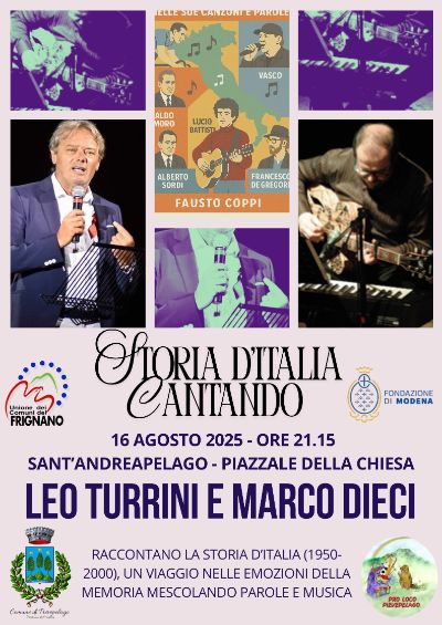 16 agosto LEO TURRINI e MARCO DIECI STORIA D’ITALIA CANTANDO 1950-2000