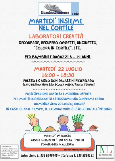 22 luglio laboratori creativi